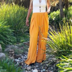 High Waist Wide Leg Yellow Pants